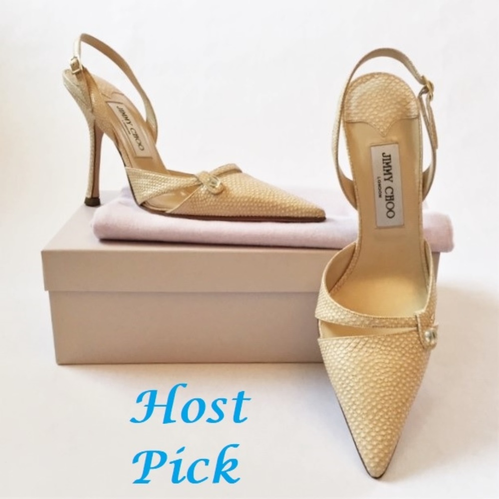 JIMMY CHOO champagne gold slingback pumps size 39